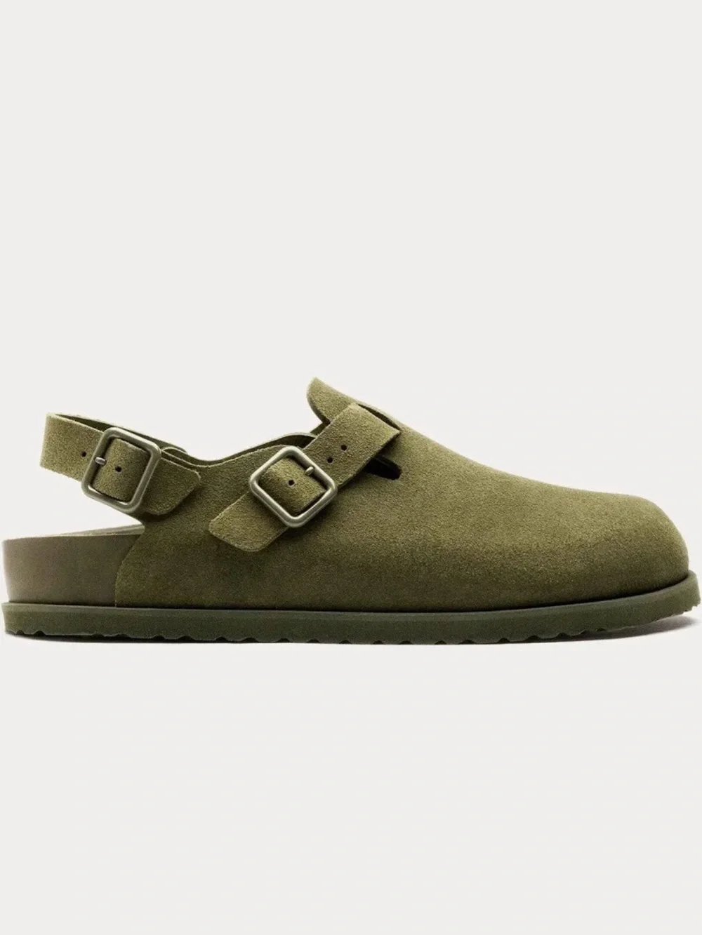 Birkenstock 1774 IV Tokio Olive Suede Double-Buckle Slingback Sandal
